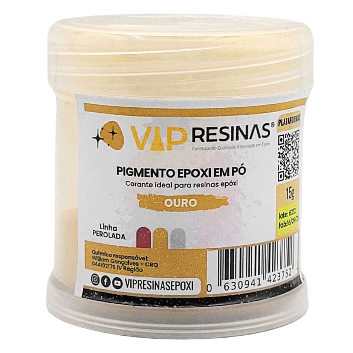 Pigmento Epóxi P/Resina Pó 50g Cores Peroladas Vip Resinas