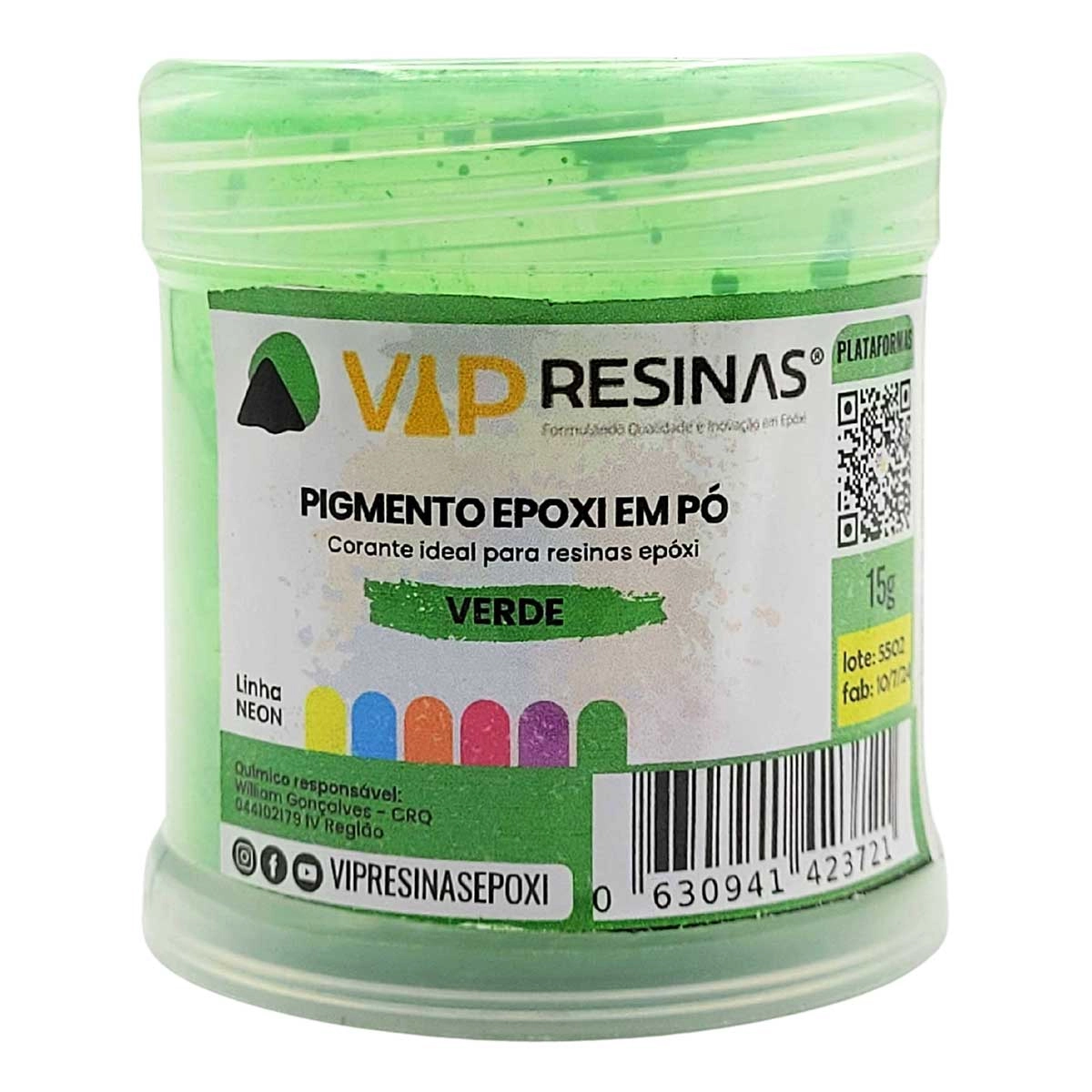 Pigmento Epóxi P/Resina Em Pó 50g Cores Neon Vip Resinas Pigmento Epóxi P/Resina Em Pó 50g Cores Neon Vip Resinas