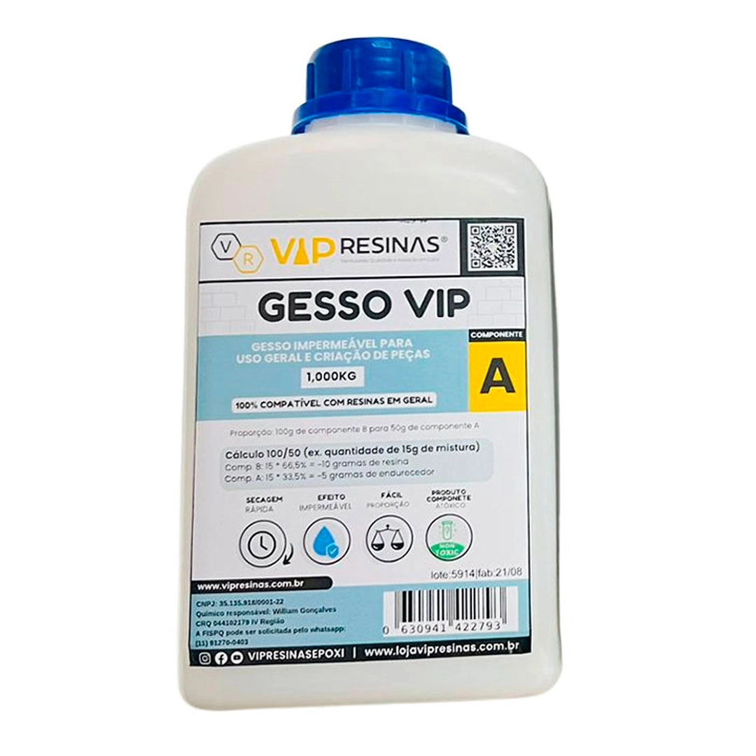 Gesso Impermeável Compativel C/Resina Epóxi 3kg Vip Resinas Gesso Impermeável Compativel C/Resina Epóxi 3kg Vip Resinas