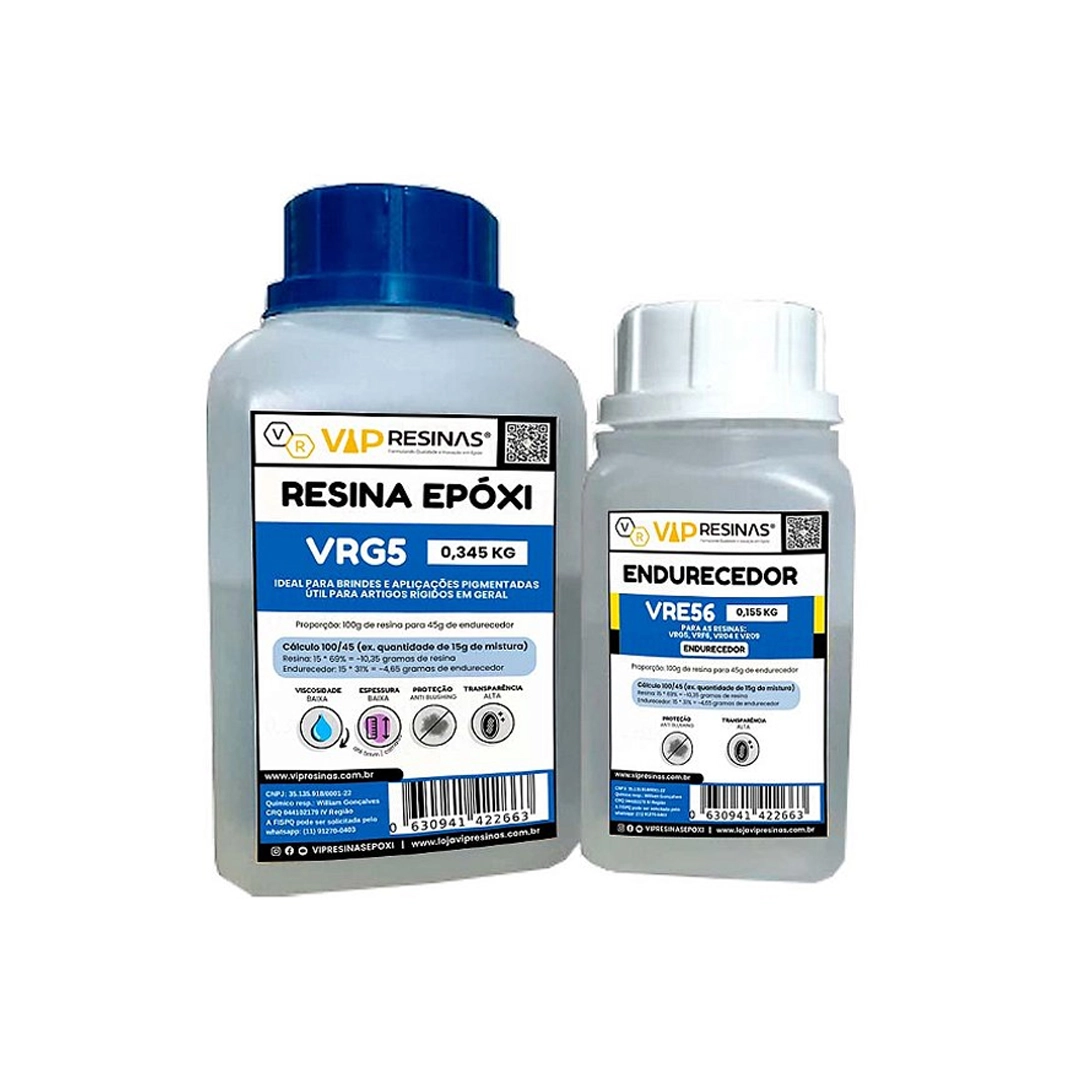 Resina Epóxi Rígida + Endurecedor VRG5 500g Baixa Espessura Resina Epóxi Rígida + Endurecedor VRG5 500g Baixa Espessura