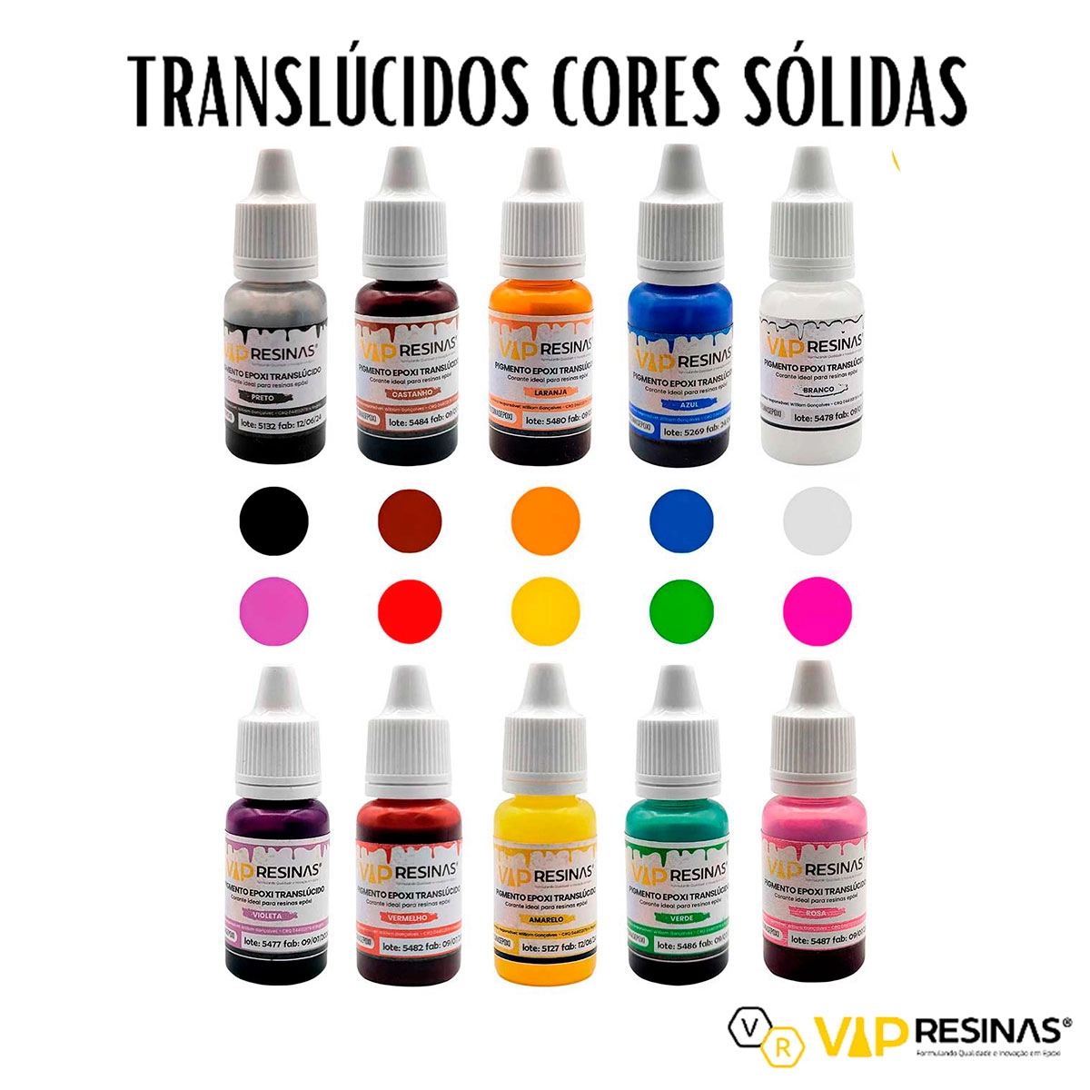 Kit 10 Pigmento Epóxi Translúcido P/resinas Vip Resinas 10g