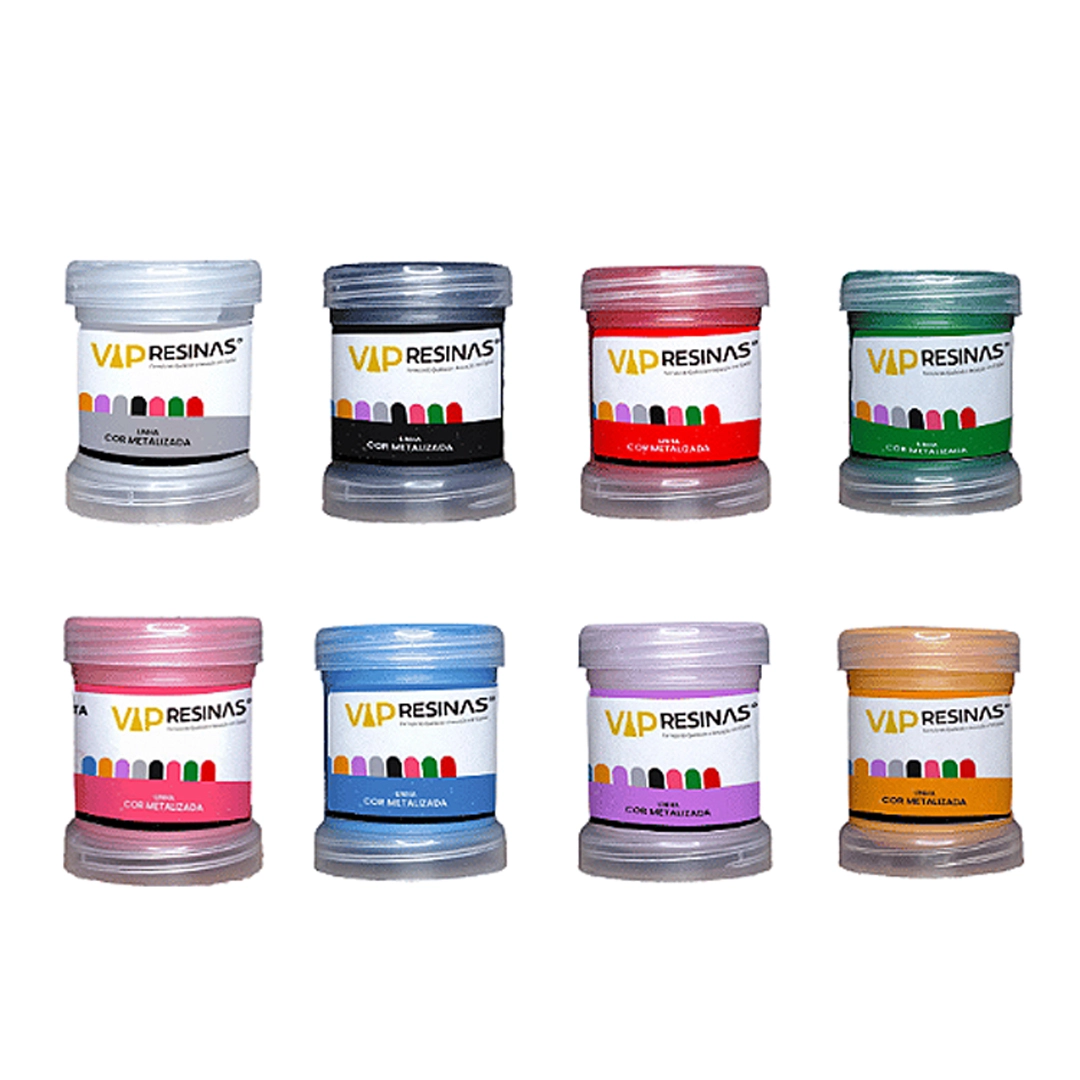 Kit 8 Pigmento Epóxi Pasta Metalizadas Coloridas Resina 50g