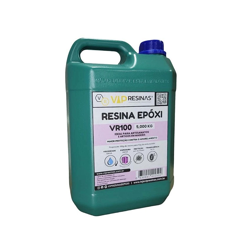 Resina Epóxi + Endurecedor UV VR100 7,5kg Baixa Espessura Resina Epóxi + Endurecedor UV VR100 7,5kg Baixa Espessura