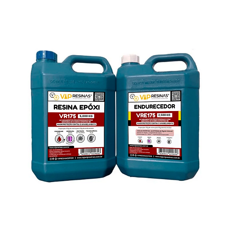Resina Alta Viscosidade Endurecedor UV VR175 7,5kg VipResina Resina Alta Viscosidade Endurecedor UV VR175 7,5kg VipResina
