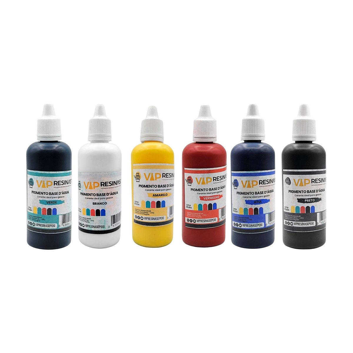 Kit 6 Cores Corante Líquido Resina Gesso 50g Pigmento Epóxi