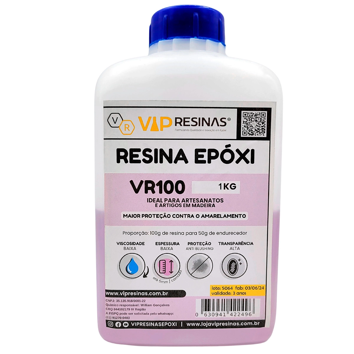 Kit 07 Iniciante Para Resinagem Vr100 1kg + EPI'S Vip Resinas