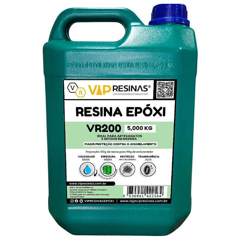 Resina Epóxi + Endurecedor VR200 UV 7,5kg Média Espessura Resina Epóxi + Endurecedor VR200 UV 7,5kg Média Espessura