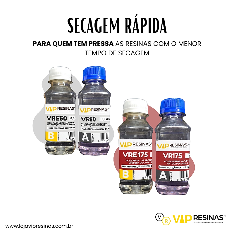 Kit Resinas De Secagem Rápida + Endurecedor 295g Vip Resinas Kit Resinas De Secagem Rápida + Endurecedor 295g Vip Resinas