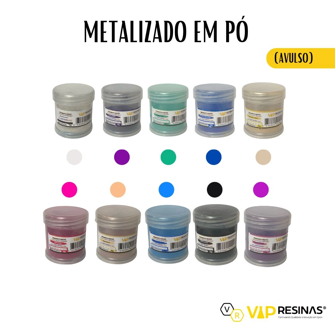 Pigmento Epóxi P/Resina Em Pó 50g Cores Shiny Vip Resinas Pigmento Epóxi P/Resina Em Pó 50g Cores Shiny Vip Resinas