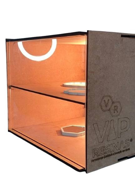 ESTUFA DUPLA PORTA DE ACRÍLICO DESMONTÁVEL PARA RESINA EPOXI (VIP RESINAS) - COMPLETA
