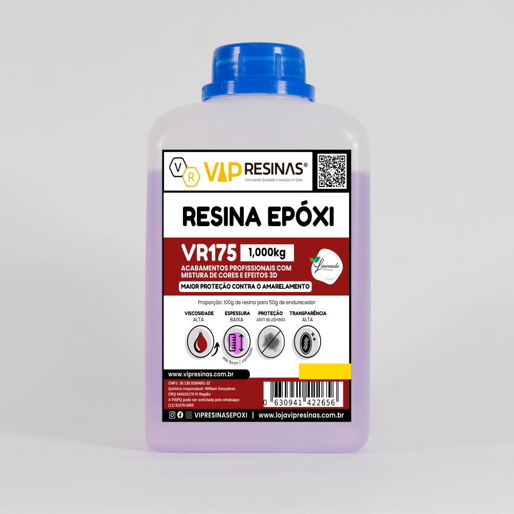 Resina Alta Viscosidade Endurecedor Uv VR175 1,5kg VipResina Resina Alta Viscosidade Endurecedor Uv VR175 1,5kg VipResina