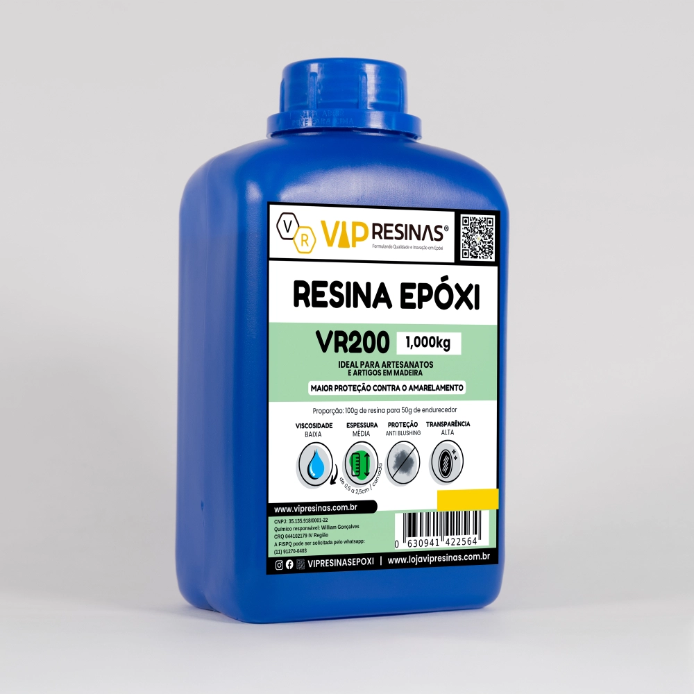 Resina Epóxi + Endurecedor UV VR200 1,5kg Média Espessura Resina Epóxi + Endurecedor UV VR200 1,5kg Média Espessura