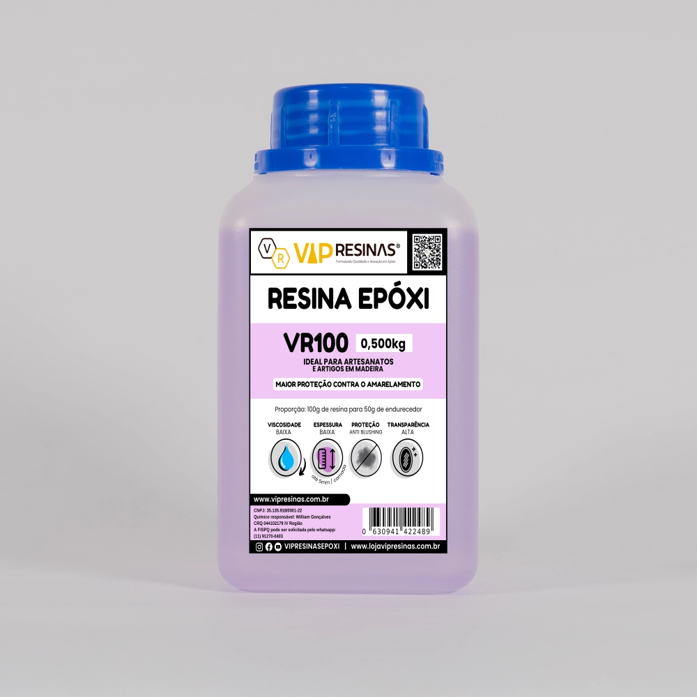Resina Epóxi + Endurecedor VR100 UV 0,750kg Baixa Espessura Resina Epóxi + Endurecedor VR100 UV 0,750kg Baixa Espessura