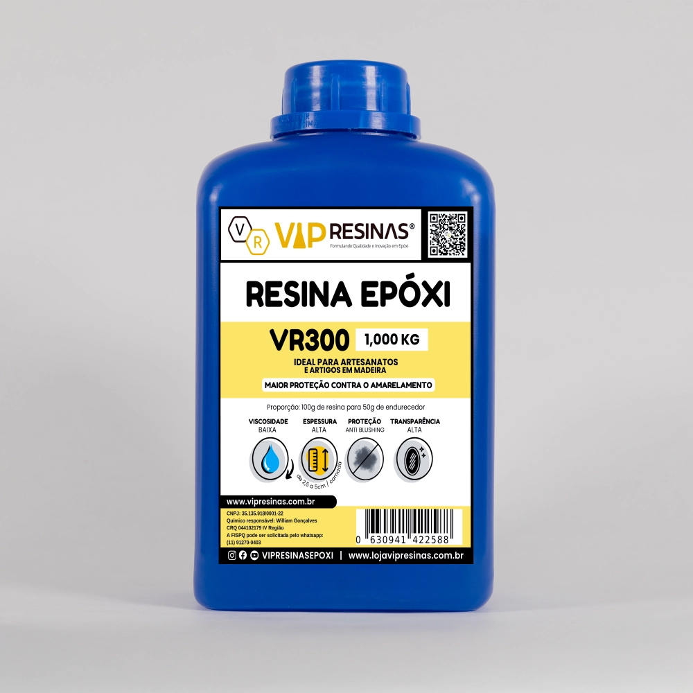 Resina Epóxi + Endurecedor VR300 UV 1,5kg Alta Espessura