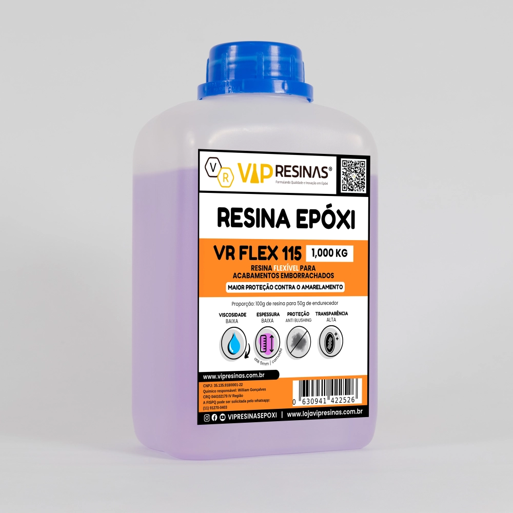 Resina Flexível + Endurecedor Uv Vr115 1,500kg Vip Resinas Resina Flexível + Endurecedor Uv Vr115 1,500kg Vip Resinas