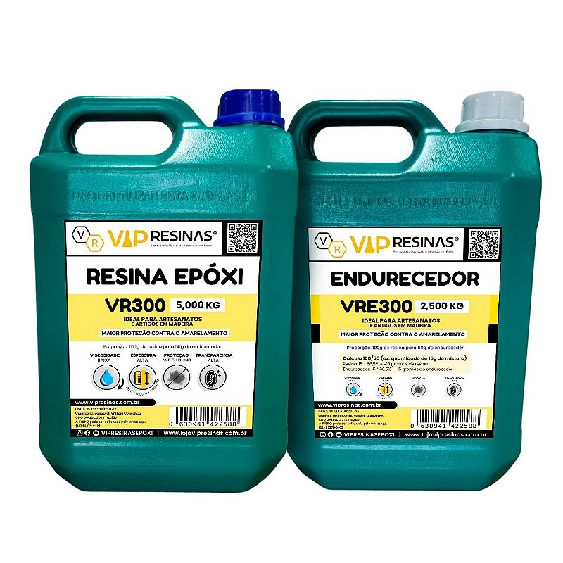 Resina Epóxi + Endurecedor VR300 UV 7,5kg Alta Espessura Resina Epóxi + Endurecedor VR300 UV 7,5kg Alta Espessura