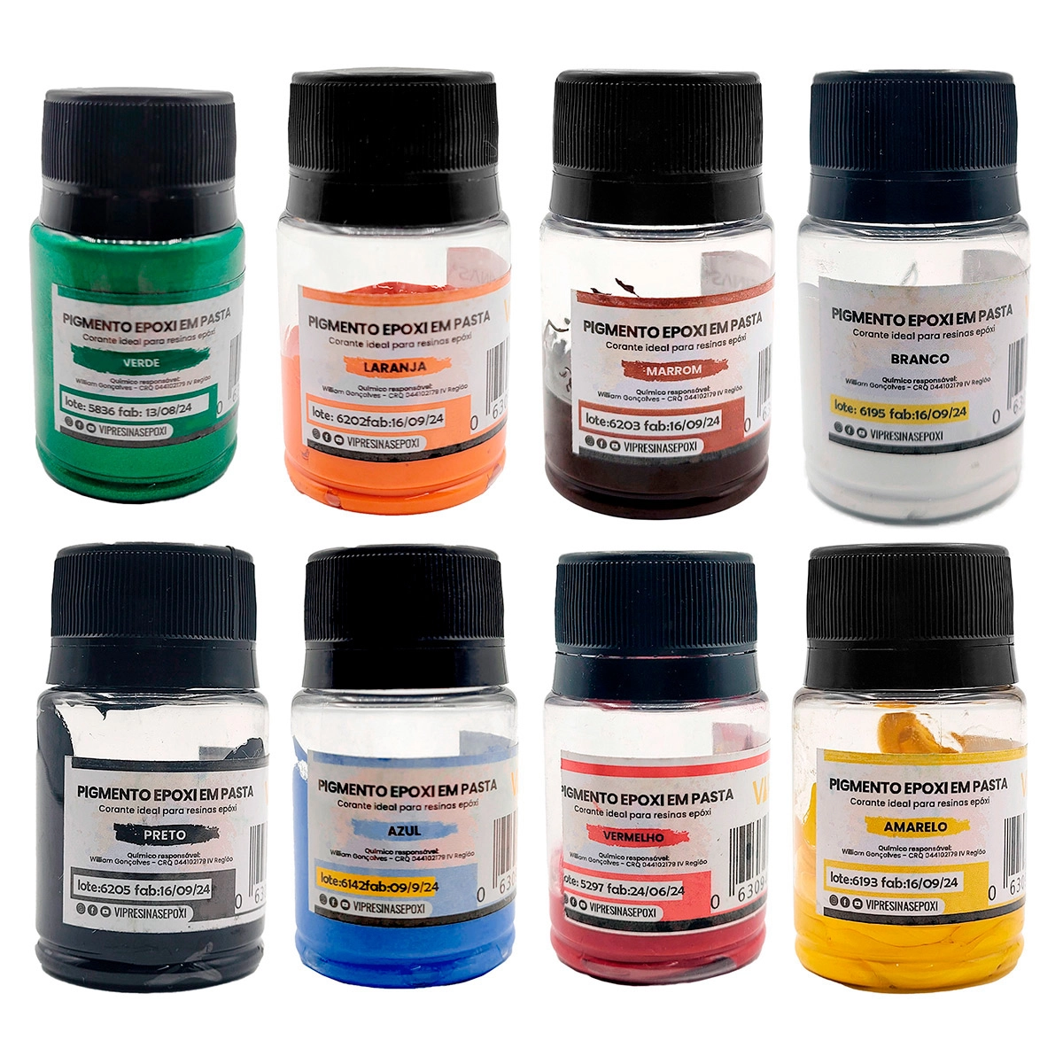 Pigmento Epóxi em Pasta – Cores Sólidas: Kit Completo 8 Cores (Vip Resinas) Pigmento Epóxi em Pasta – Cores Sólidas: Kit Completo 8 Cores (Vip Resinas)