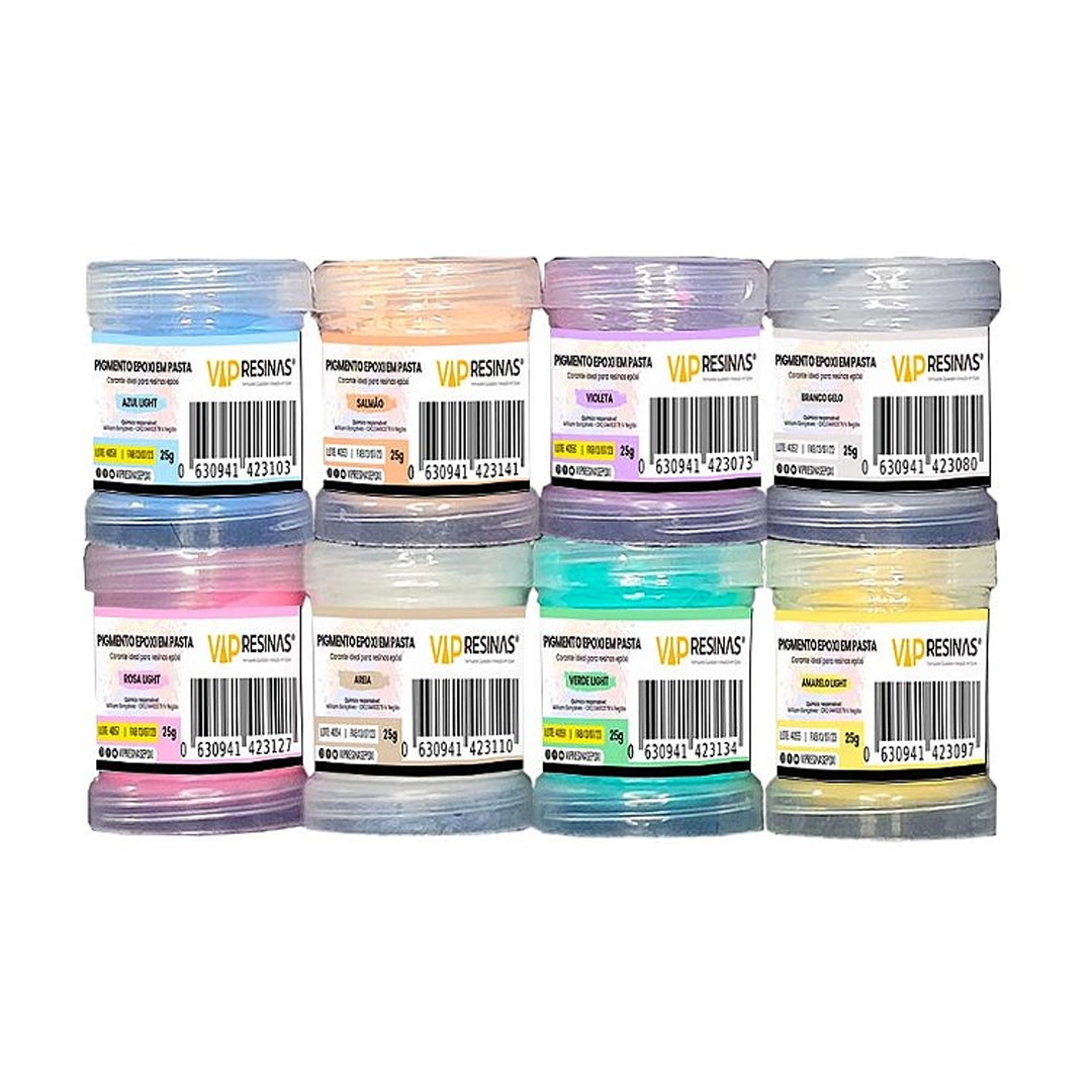 Pigmento Epóxi P/Resina Em Pasta 25g Cores Light Vip resinas