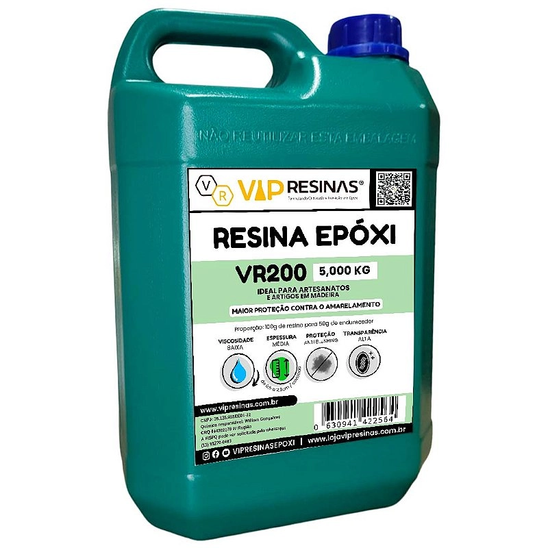 Resina Epóxi + Endurecedor VR200 UV 7,5kg Média Espessura Resina Epóxi + Endurecedor VR200 UV 7,5kg Média Espessura