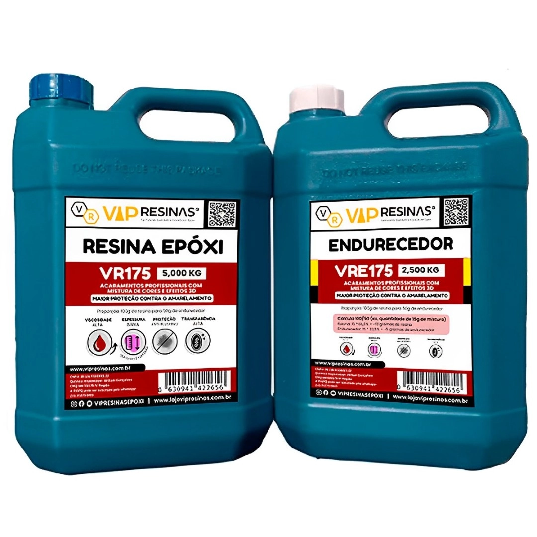Resina Alta Viscosidade Endurecedor UV VR175 7,5kg VipResina Resina Alta Viscosidade Endurecedor UV VR175 7,5kg VipResina