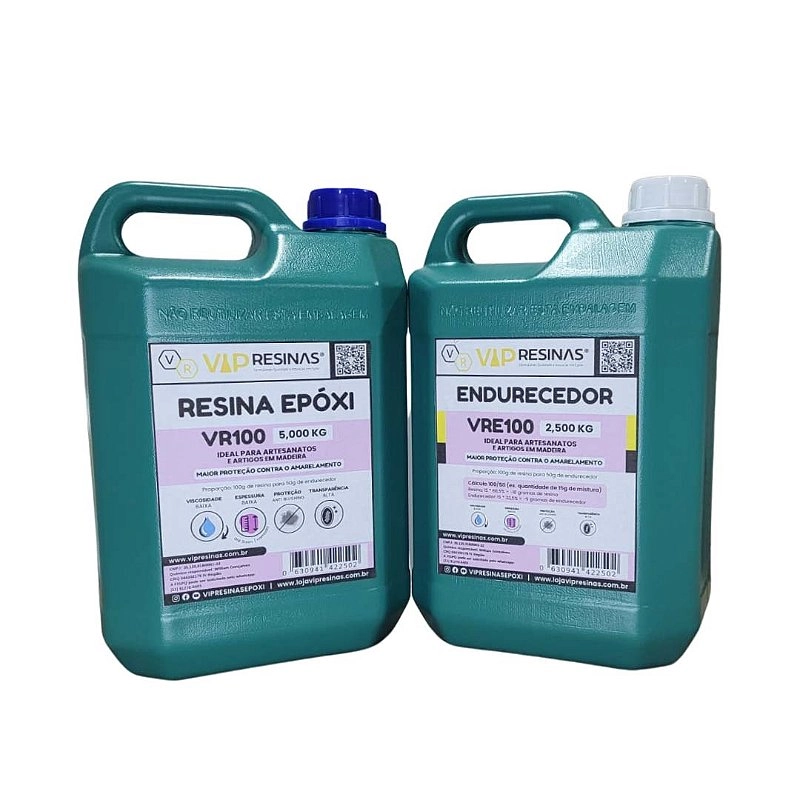 Resina Epóxi + Endurecedor UV VR100 7,5kg Baixa Espessura Resina Epóxi + Endurecedor UV VR100 7,5kg Baixa Espessura