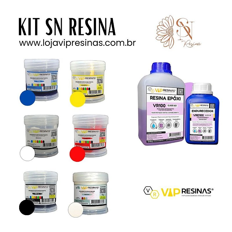 Kit Iniciante Para Resinagem Vr100 1kg + Pastas Vip Resinas