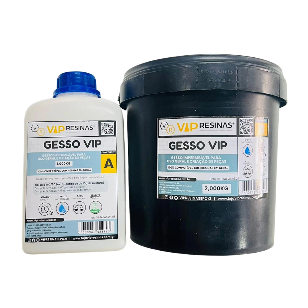 Gesso Impermeável Compativel C/Resina Epóxi 3kg Vip Resinas Gesso Impermeável Compativel C/Resina Epóxi 3kg Vip Resinas