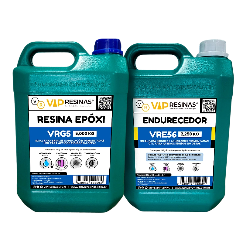 Resina Epóxi Rígida+ Endurecedor VRG5 7,25kg Baixa Espessura Resina Epóxi Rígida+ Endurecedor VRG5 7,25kg Baixa Espessura