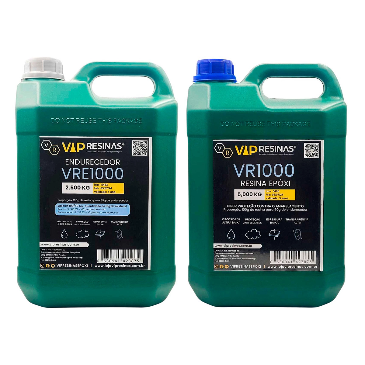 Resina Epóxi + Endurecedor Uv Vr1000 7,5kg Baixa Espessura