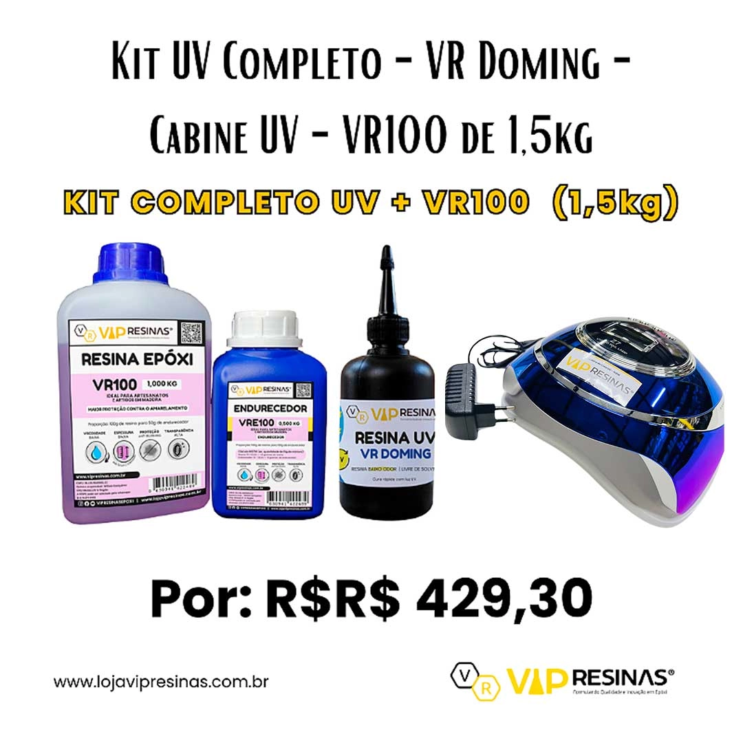 Kit Uv Completo VR Doming 100g Cabine UV VR100 De 1,5kg Kit Uv Completo VR Doming 100g Cabine UV VR100 De 1,5kg