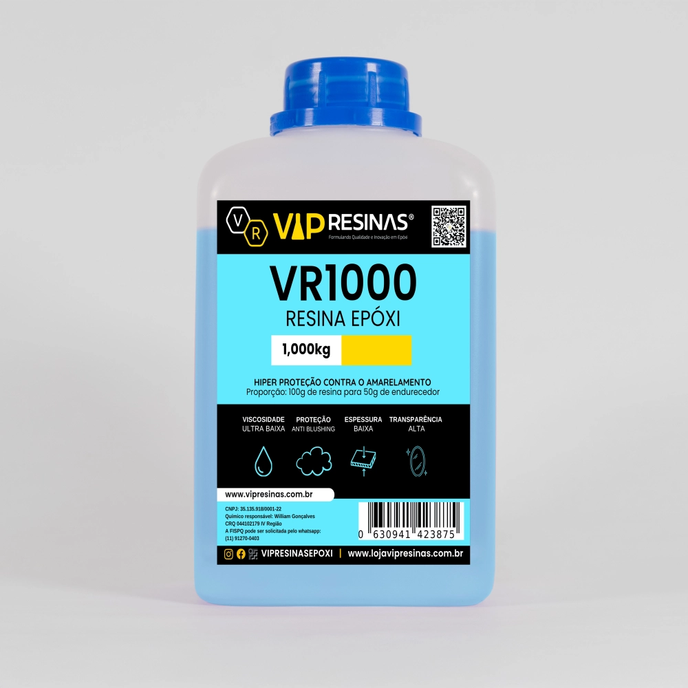 Resina Epóxi + Endurecedor UV VR1000 1,5kg Baixa Espessura