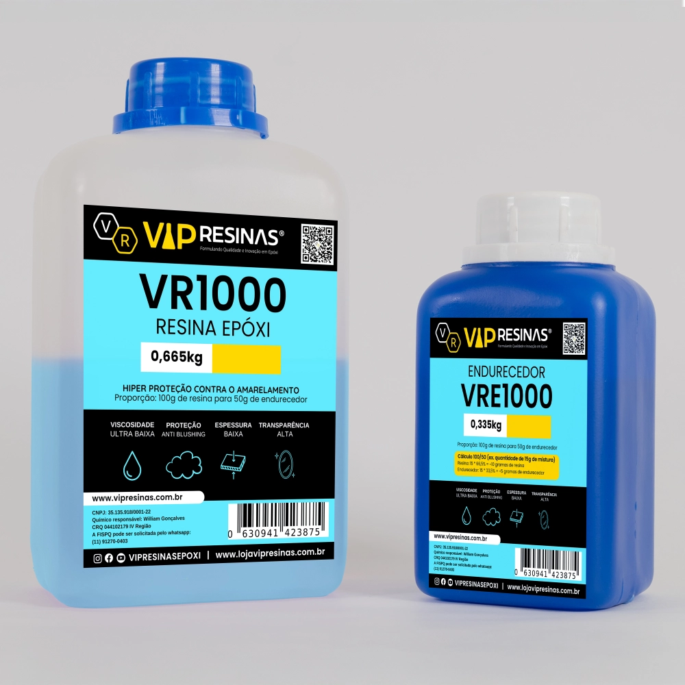 Resina Epóxi + Endurecedor Uv VR1000 1kg Baixa Espessura Resina Epóxi + Endurecedor Uv VR1000 1kg Baixa Espessura
