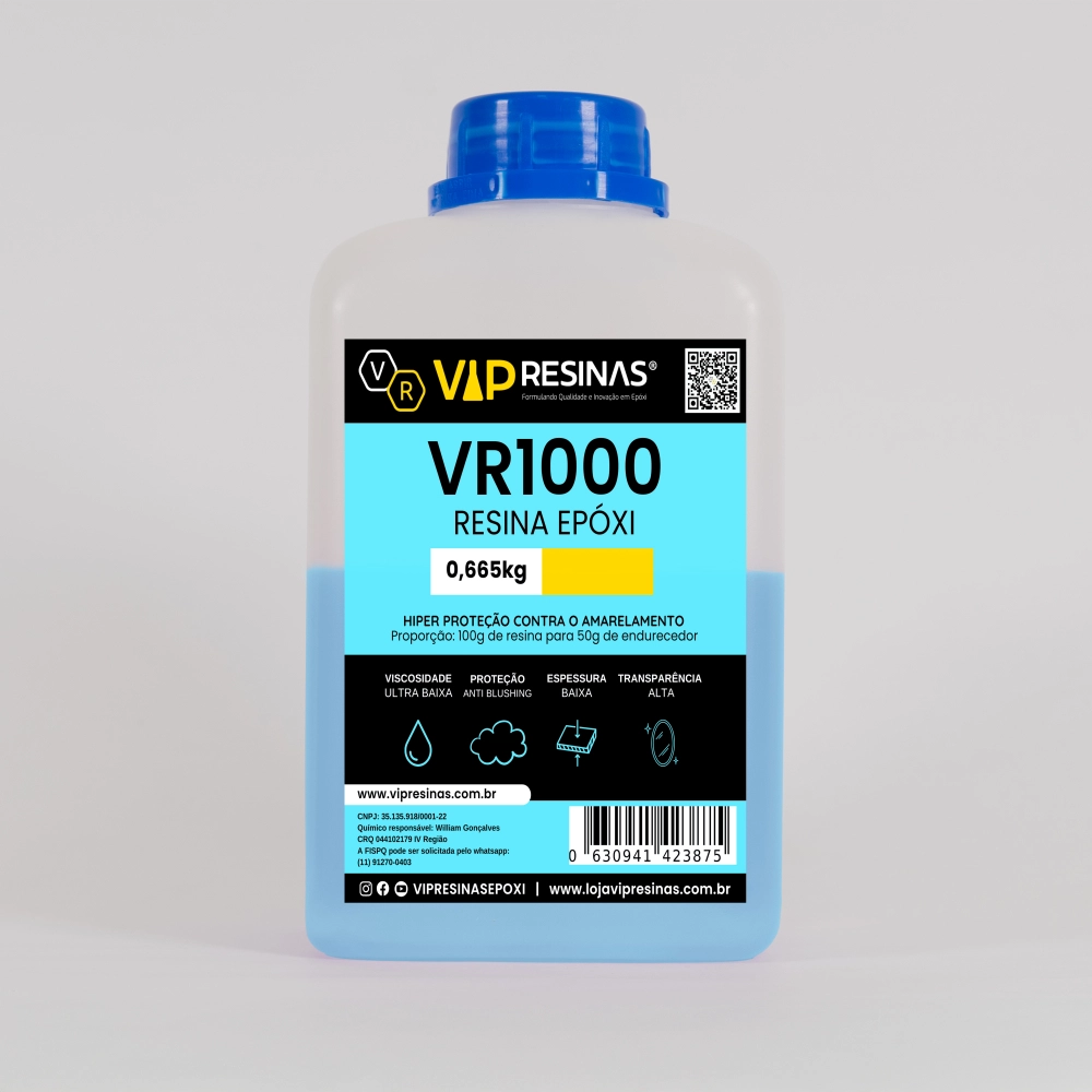 Resina Epóxi + Endurecedor Uv VR1000 1kg Baixa Espessura Resina Epóxi + Endurecedor Uv VR1000 1kg Baixa Espessura