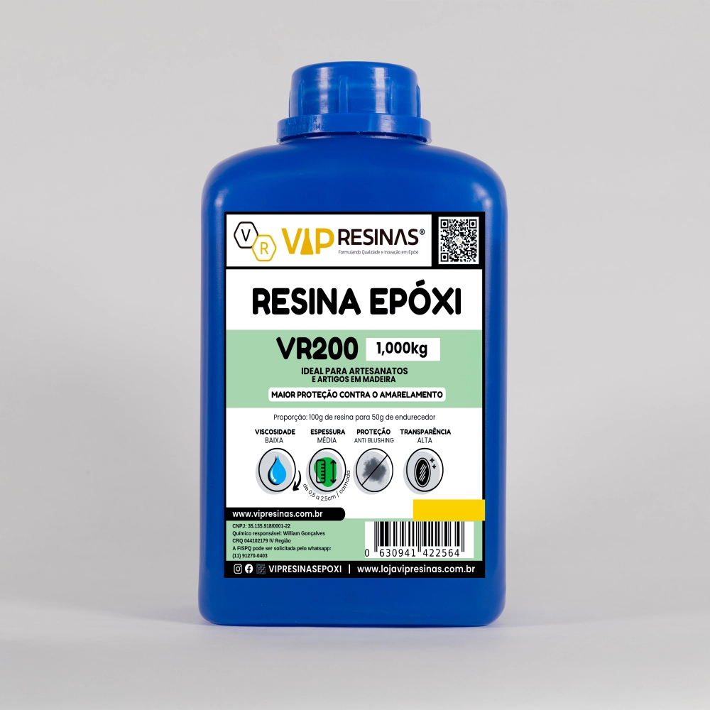 Resina Epóxi + Endurecedor UV VR200 1,5kg Média Espessura Resina Epóxi + Endurecedor UV VR200 1,5kg Média Espessura