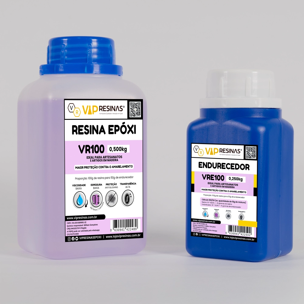 Resina Epóxi + Endurecedor VR100 UV 0,750kg Baixa Espessura Resina Epóxi + Endurecedor VR100 UV 0,750kg Baixa Espessura