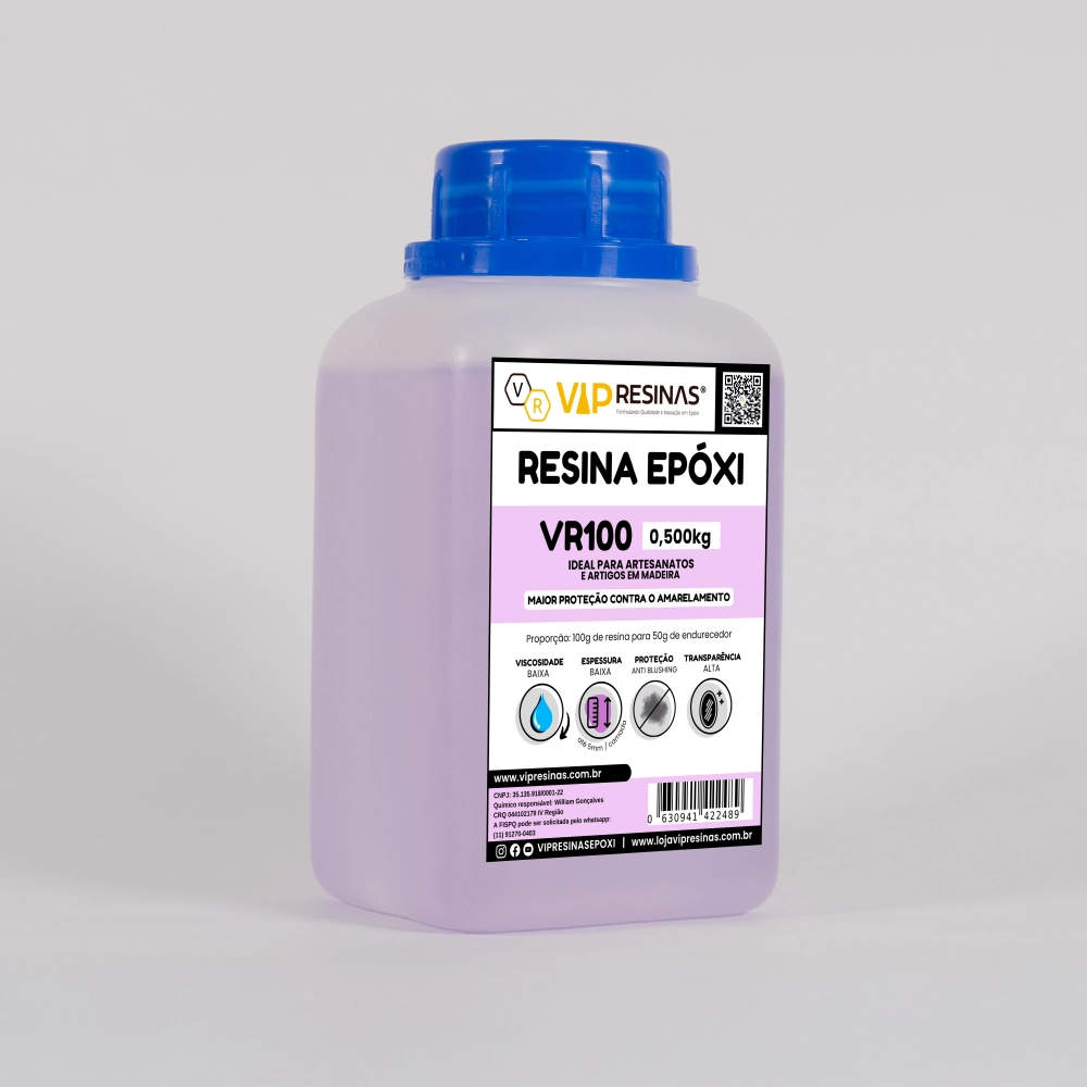 Resina Epóxi + Endurecedor VR100 UV 0,750kg Baixa Espessura Resina Epóxi + Endurecedor VR100 UV 0,750kg Baixa Espessura