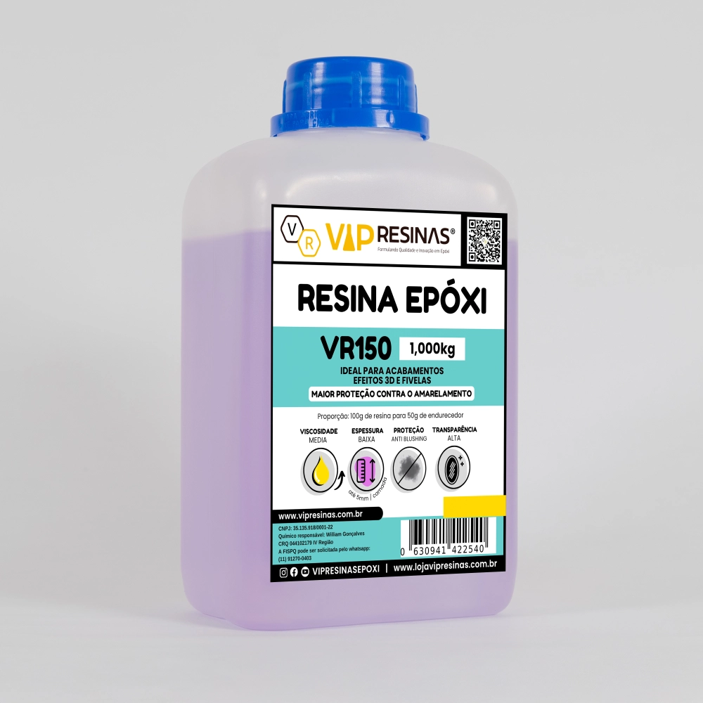 Resina Epóxi + Endurecedor Vr150 Uv 1,5kg Baixa Espessura
