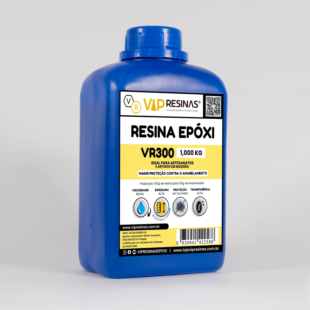 Resina Epóxi + Endurecedor VR300 UV 1,5kg Alta Espessura