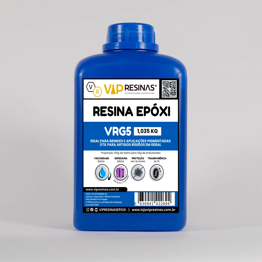 Resina Epóxi Rígida + Endurecedor VRG5 1,5kg Baixa Espessura Resina Epóxi Rígida + Endurecedor VRG5 1,5kg Baixa Espessura