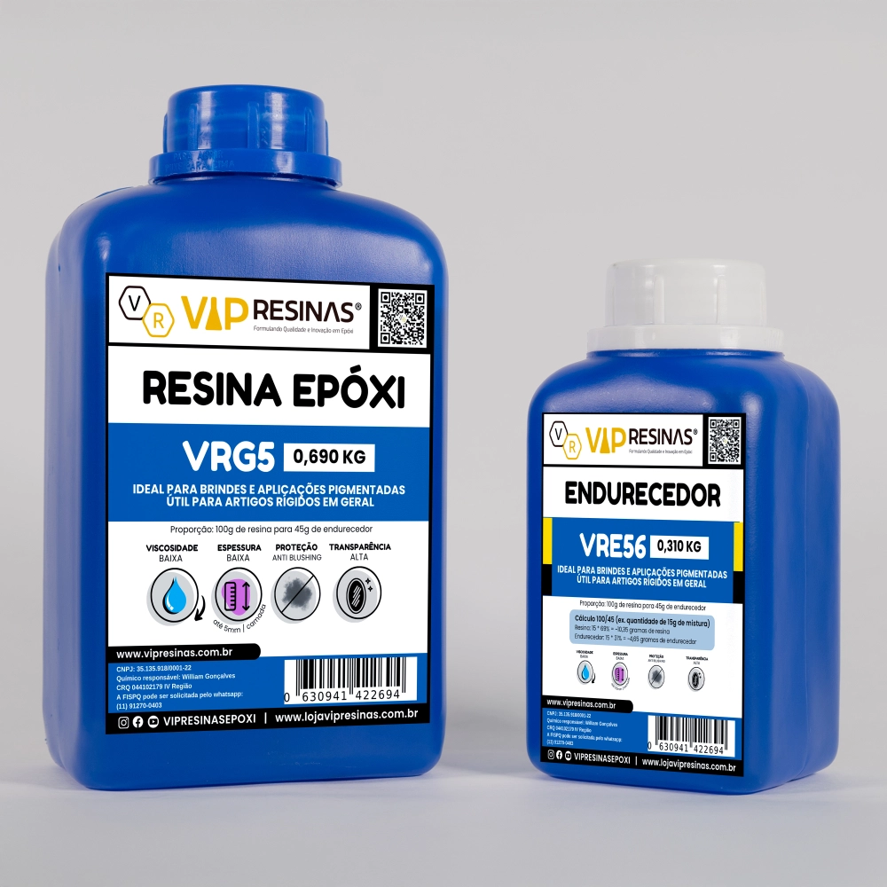 Resina Epóxi Rígida + Endurecedor VRG5 1kg Baixa Espessura