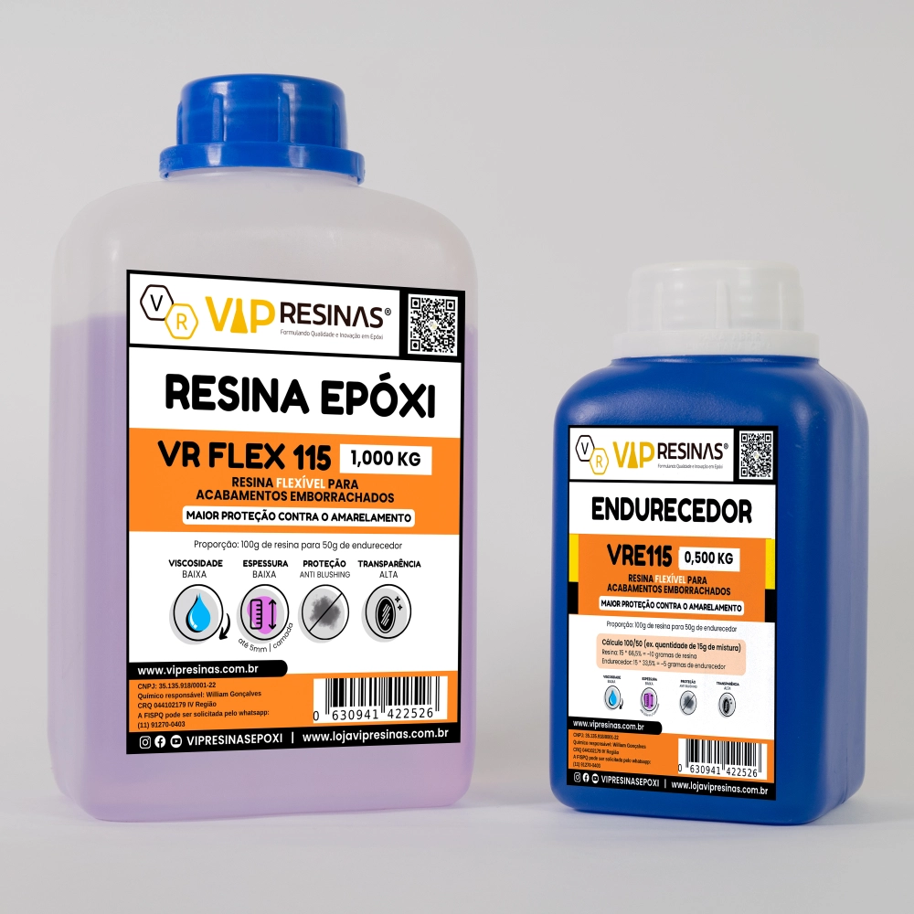 Resina Flexível + Endurecedor Uv Vr115 1,500kg Vip Resinas Resina Flexível + Endurecedor Uv Vr115 1,500kg Vip Resinas