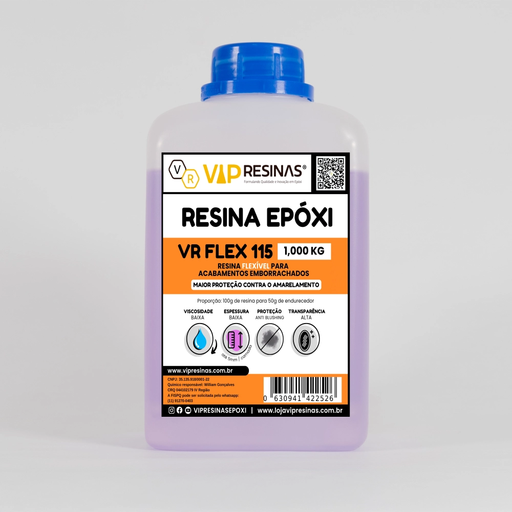 Resina Flexível + Endurecedor Uv Vr115 1,500kg Vip Resinas Resina Flexível + Endurecedor Uv Vr115 1,500kg Vip Resinas