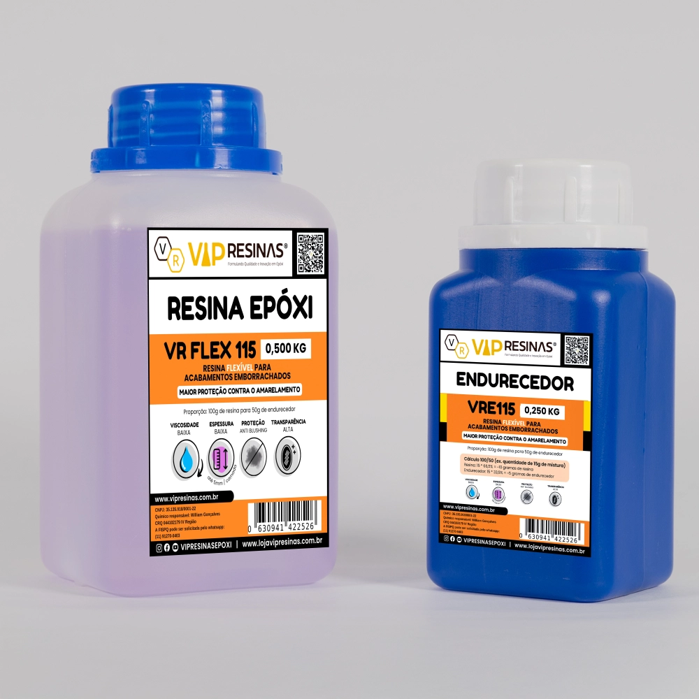 Resina Flexível + Endurecedor Uv Vr115 750g Vip Resinas Resina Flexível + Endurecedor Uv Vr115 750g Vip Resinas